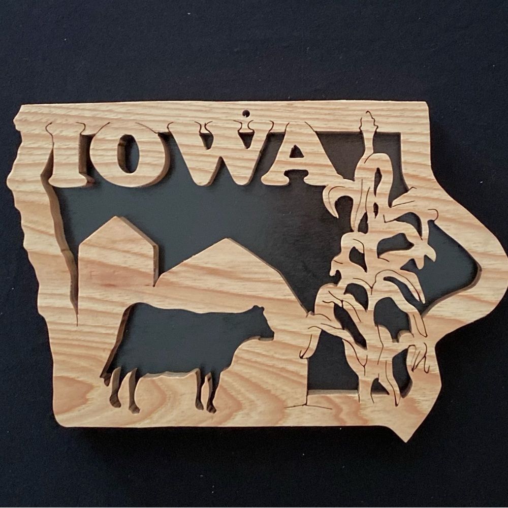 Handcrafted Wooden IOWA State
Plaque - Custom State Wall Art - Great Gift!